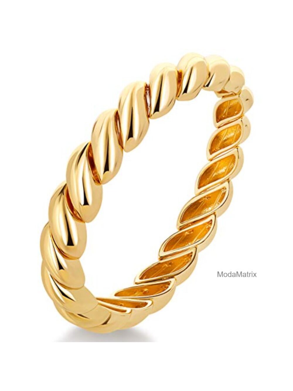 Chunky Twisted Bangle Bracelet Stretchable Elastic 14K Gold Plated